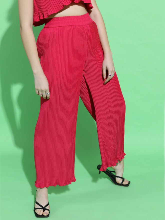 Tokyo Talkies Womens Pink Flared Trouser - Pink - Image 6