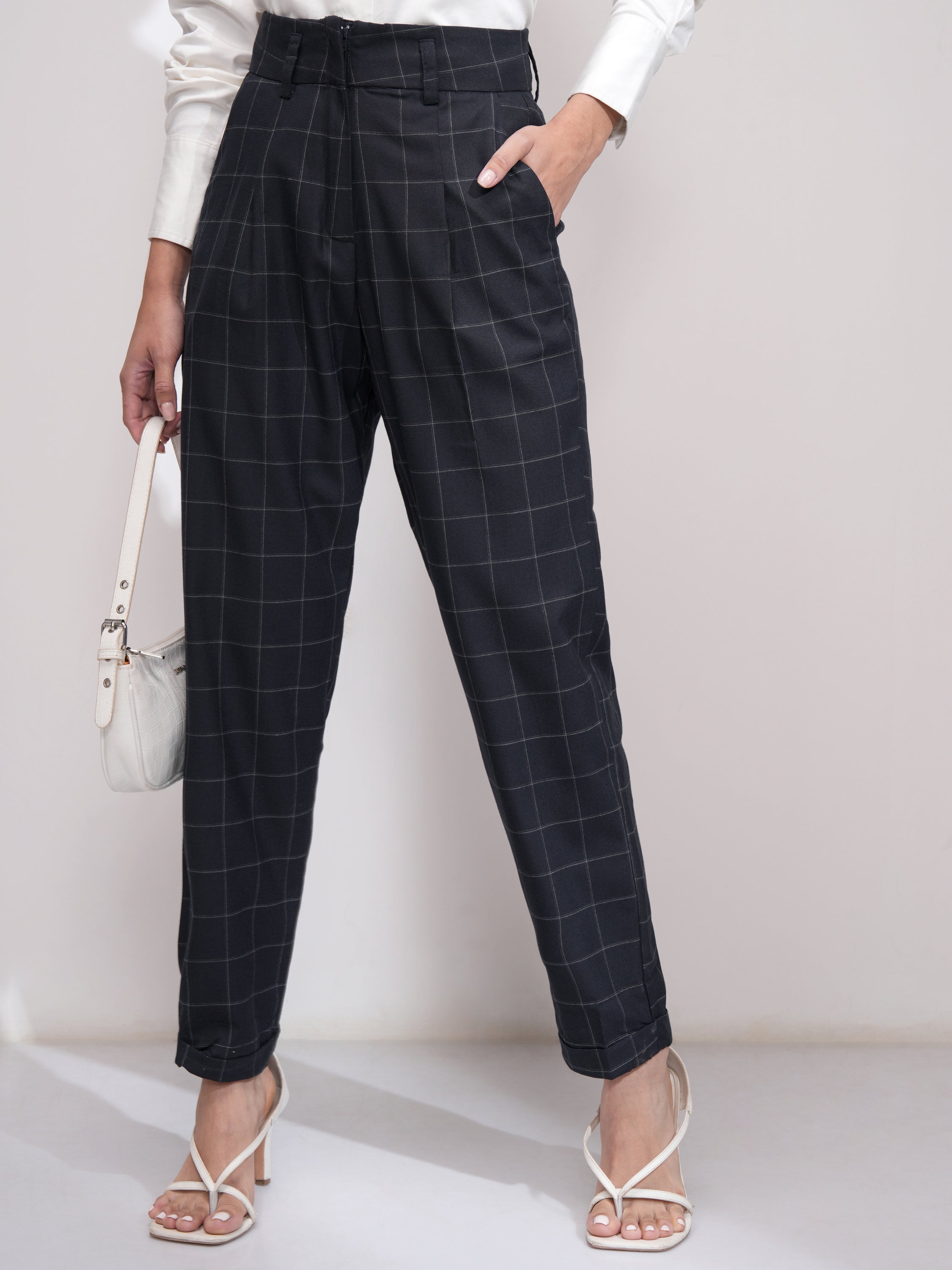 Tokyo Talkies Womens Straight Fit Trouser - Navy Blue - Image 1