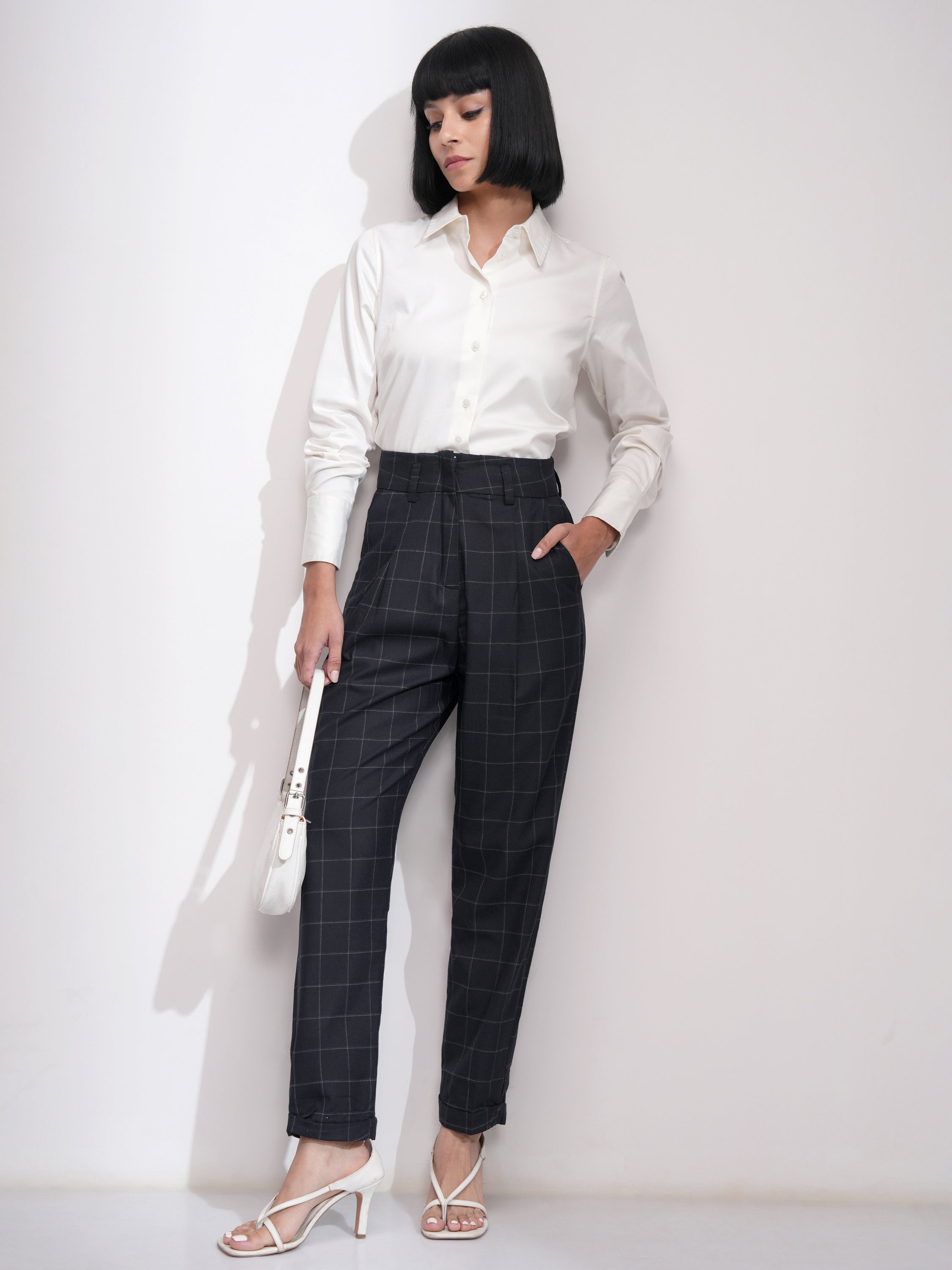 Tokyo Talkies Womens Straight Fit Trouser - Navy Blue - Image 2