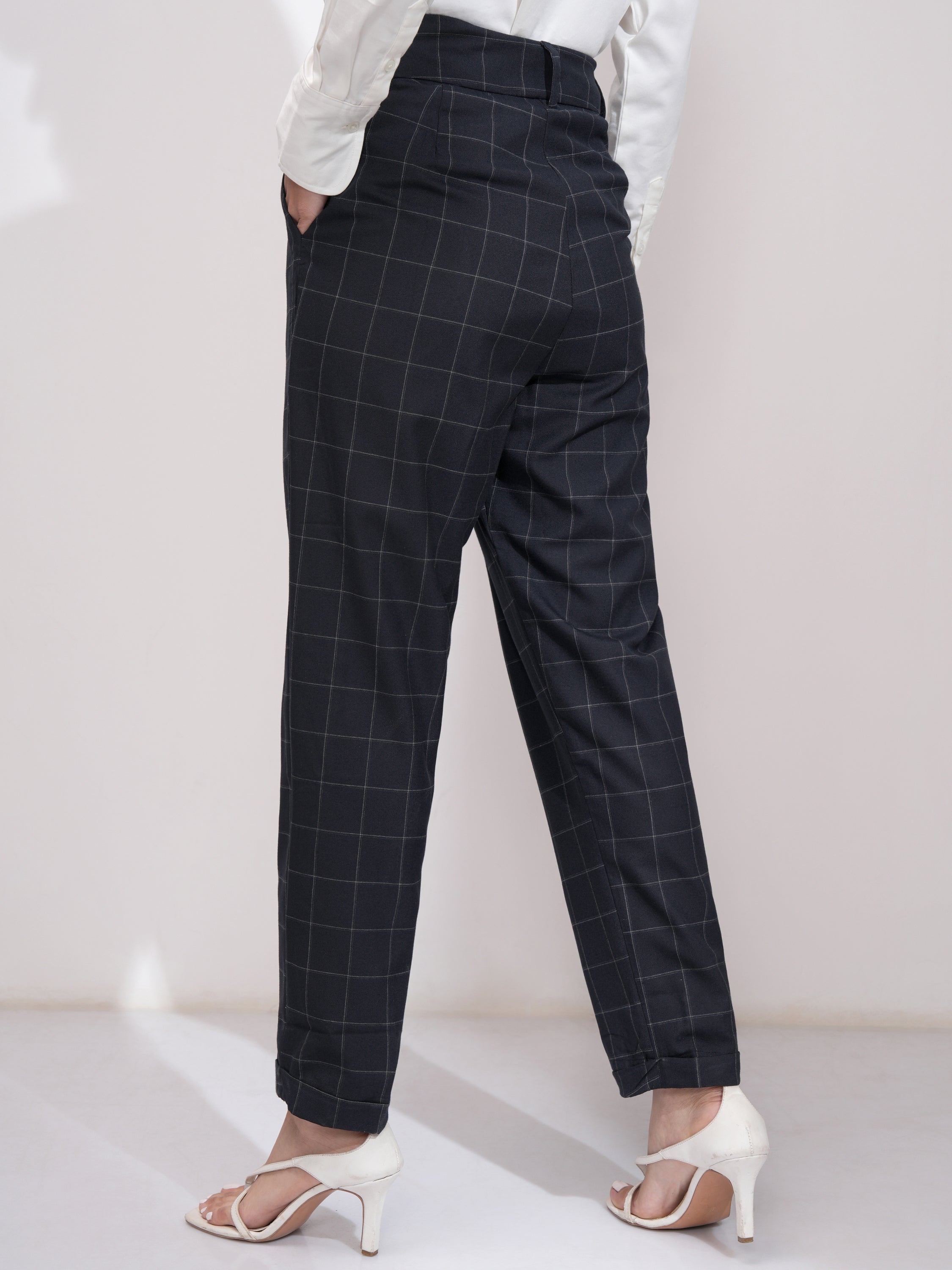 Tokyo Talkies Womens Straight Fit Trouser - Navy Blue - Image 3