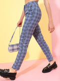Tokyo Talkies Women Grey Checked Regular Fit Trouser - Grey - Image 1