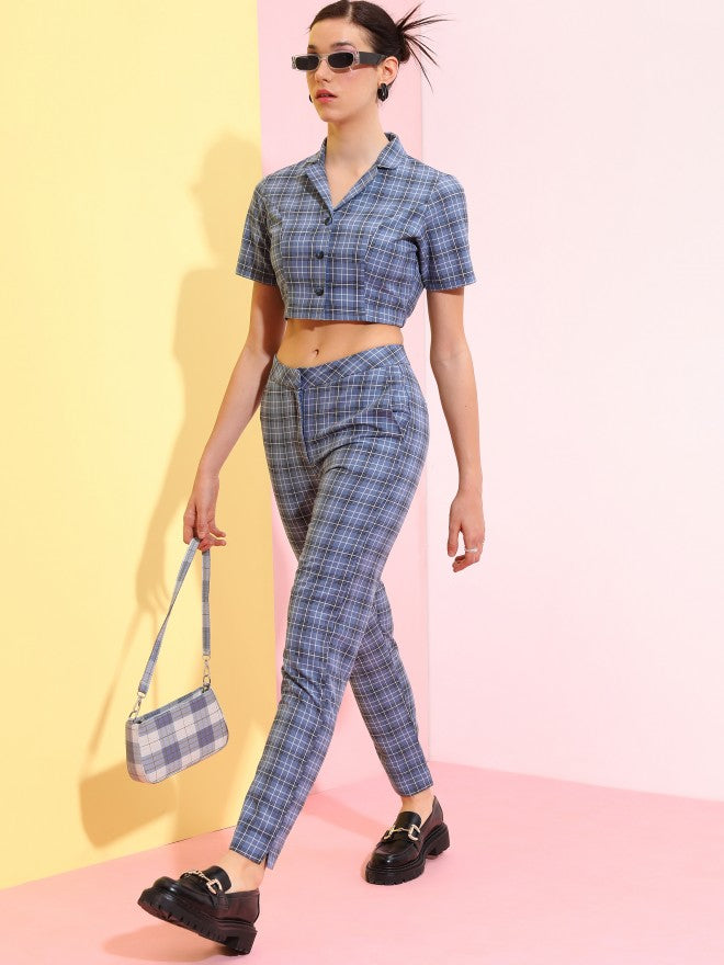 Tokyo Talkies Women Grey Checked Regular Fit Trouser - Grey - Image 2