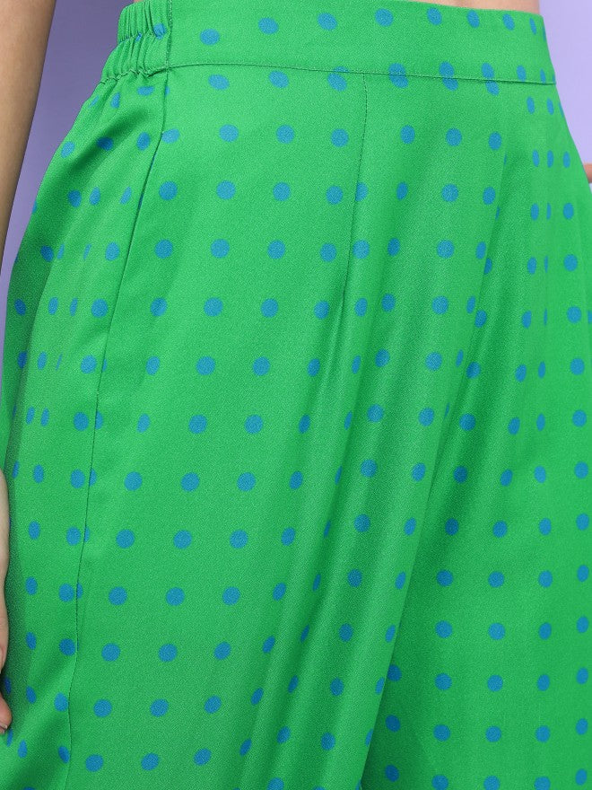 Tokyo Talkies Women Green Regular Fit Printed Casual Trouser - Green - Image 5