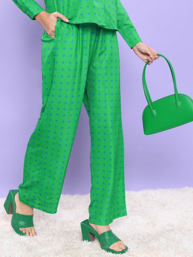 Tokyo Talkies Women Green Regular Fit Printed Casual Trouser - Green - Image 6