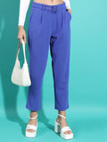 Tokyo Talkies Women Blue Regular Fit Solid Casual Trouser - Blue - Image 1