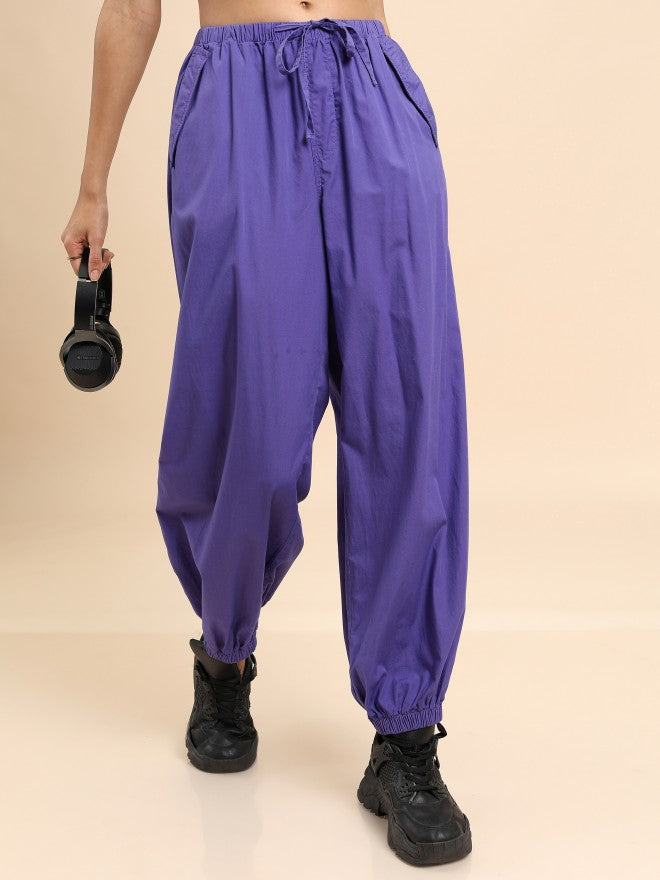 Tokyo Talkies Women Purple Regular Fit Solid Cargos - Purple - Image 1
