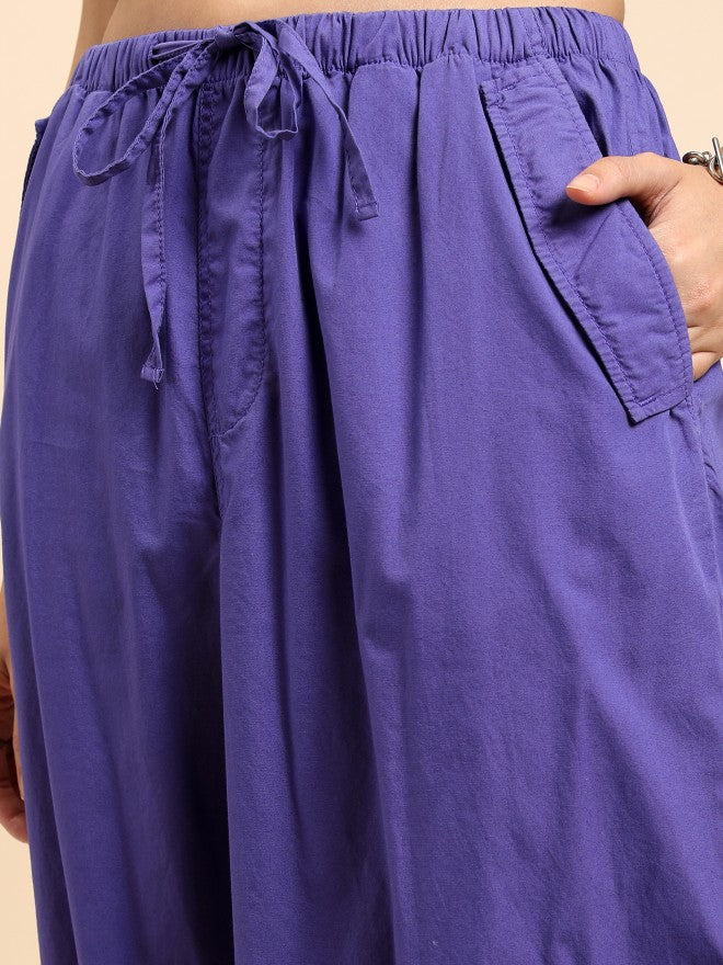 Tokyo Talkies Women Purple Regular Fit Solid Cargos - Purple - Image 5