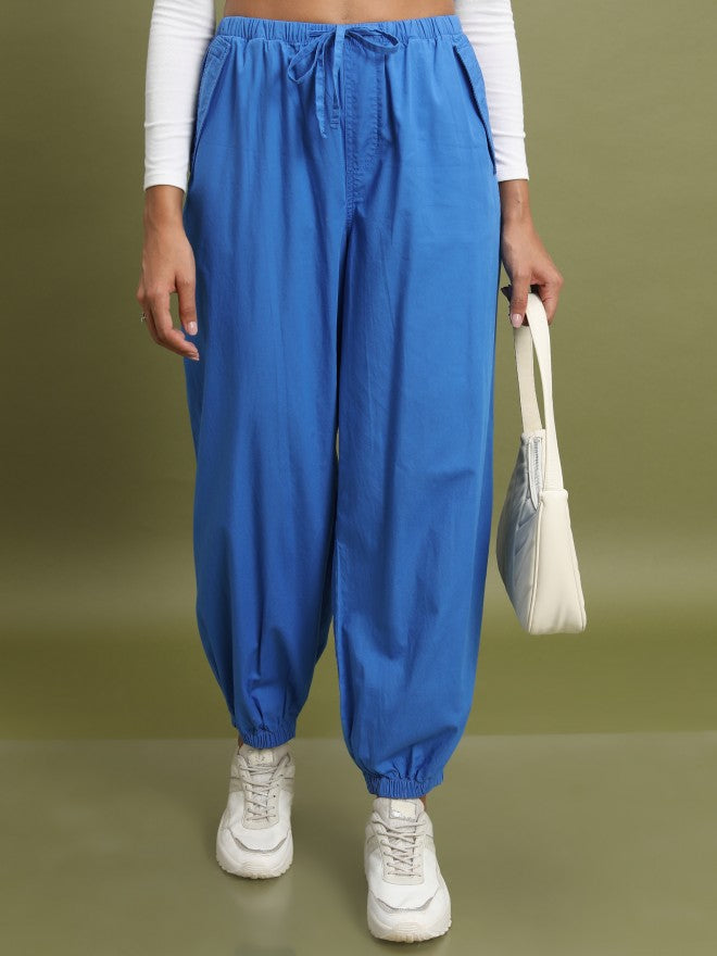 Tokyo Talkies Women Blue Solid Regular Fit Joggers - Blue - Image 1