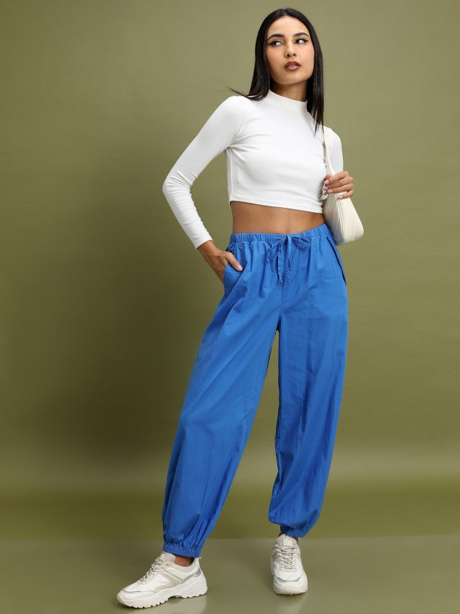 Tokyo Talkies Women Blue Solid Regular Fit Joggers - Blue - Image 2