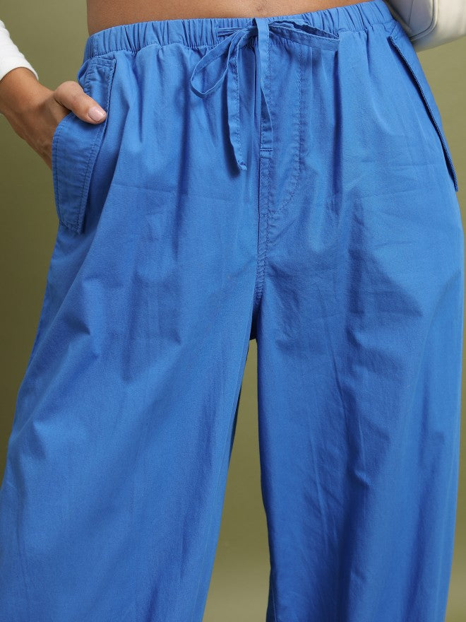 Tokyo Talkies Women Blue Solid Regular Fit Joggers - Blue - Image 5