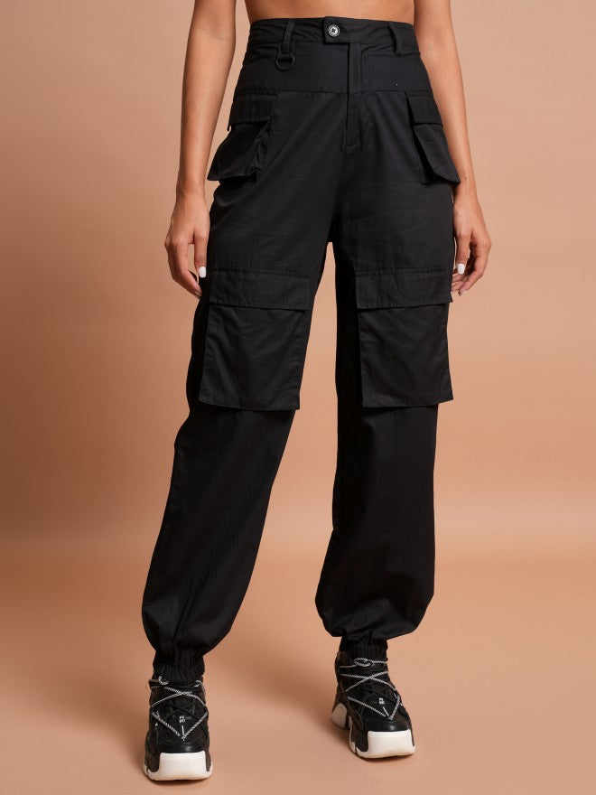 Tokyo Talkies Women Black Solid Regular Fit Joggers - Black - Image 1
