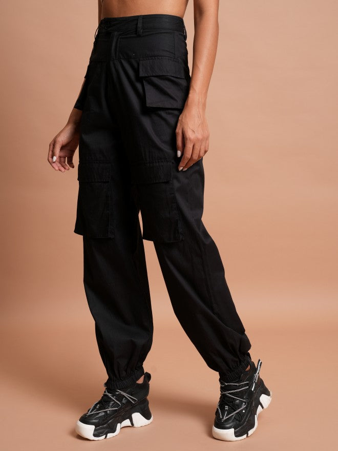 Tokyo Talkies Women Black Solid Regular Fit Joggers - Black - Image 4
