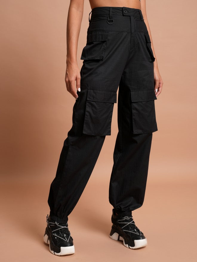 Tokyo Talkies Women Black Solid Regular Fit Joggers - Black - Image 6