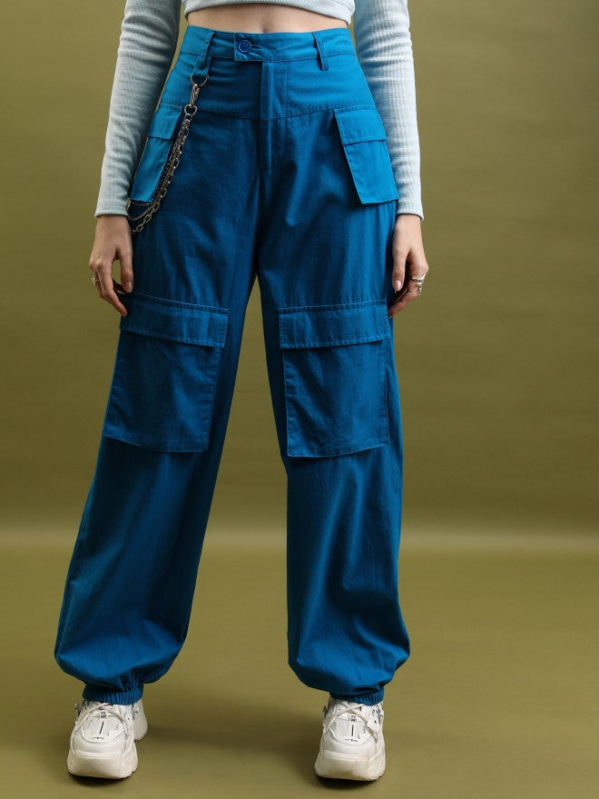 Solid Regular Fit Joggers - Blue - Image 1