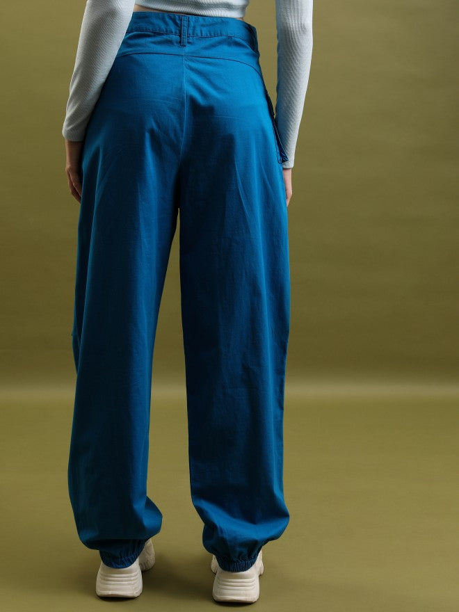 Solid Regular Fit Joggers - Blue - Image 3