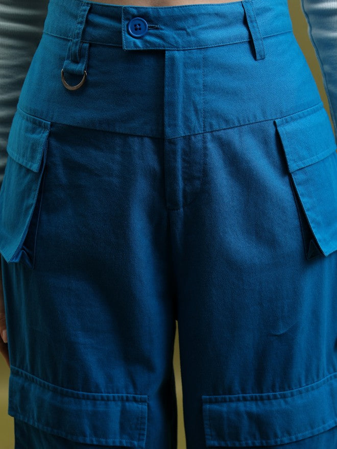 Solid Regular Fit Joggers - Blue - Image 5