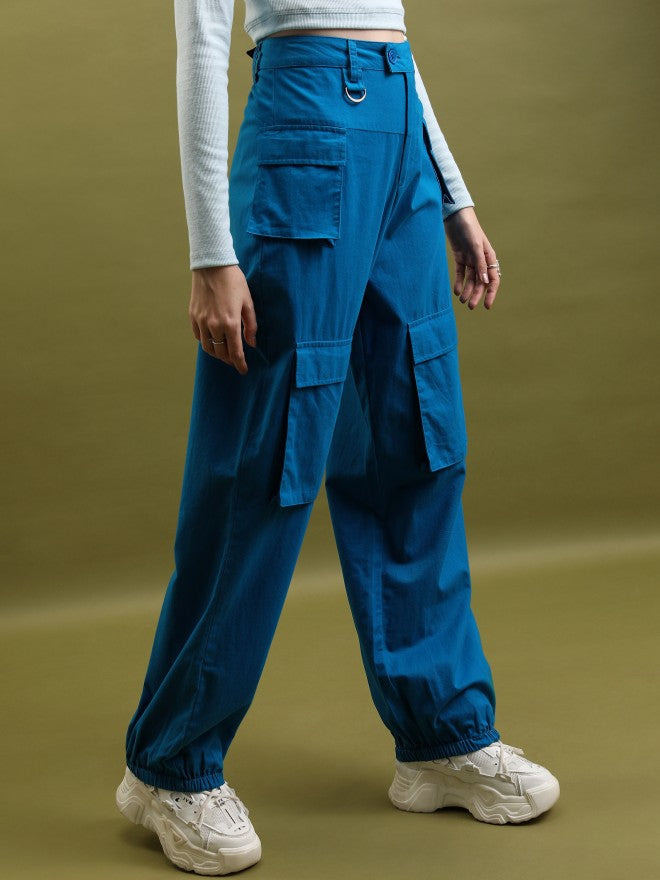 Solid Regular Fit Joggers - Blue - Image 6