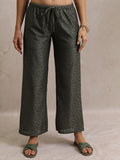 Self Design Flared Casual Trouser - Green - Image 1