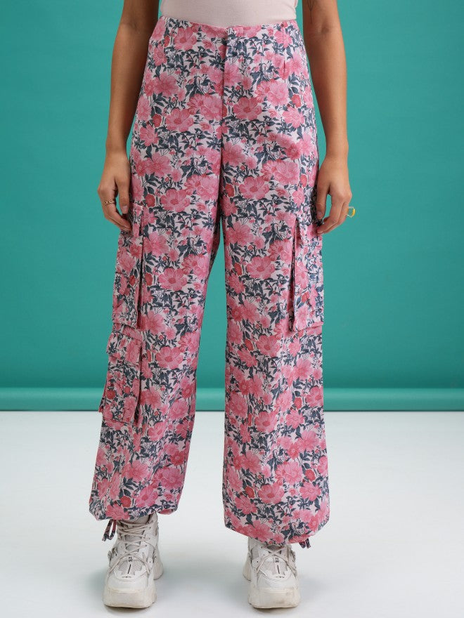 Tokyo Talkies Women Pink Printed Regular Fit Joggers - Pink - Image 1