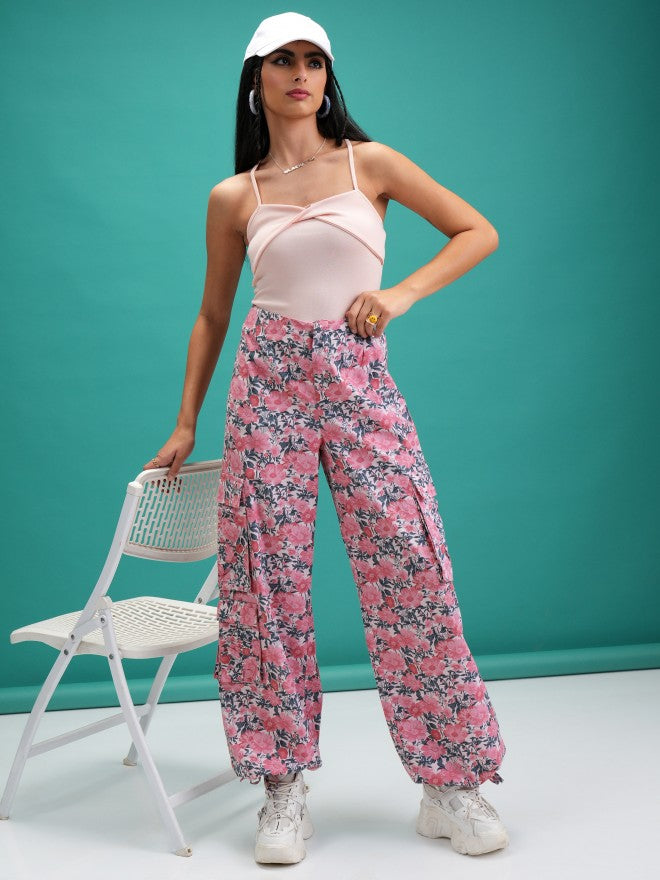 Tokyo Talkies Women Pink Printed Regular Fit Joggers - Pink - Image 2