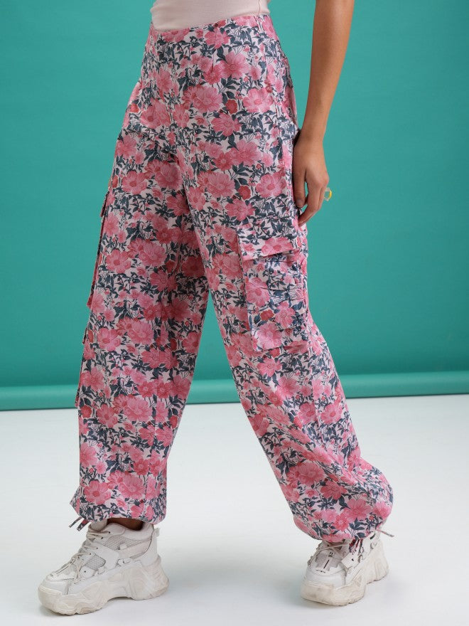 Tokyo Talkies Women Pink Printed Regular Fit Joggers - Pink - Image 4