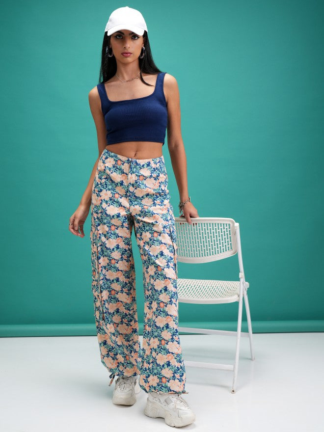 Tokyo Talkies Women Blue Printed Regular Fit Joggers - Blue - Image 2