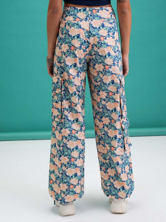 Tokyo Talkies Women Blue Printed Regular Fit Joggers - Blue - Image 3