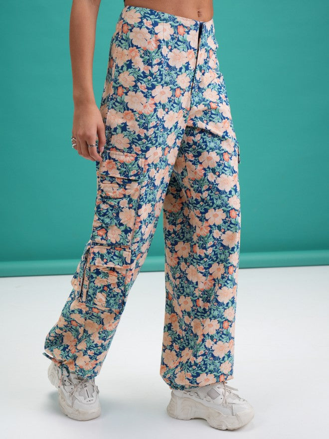 Tokyo Talkies Women Blue Printed Regular Fit Joggers - Blue - Image 6