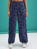 Tokyo Talkies Women Navy Blue Printed Regular Fit Joggers - Navy Blue - Image 1
