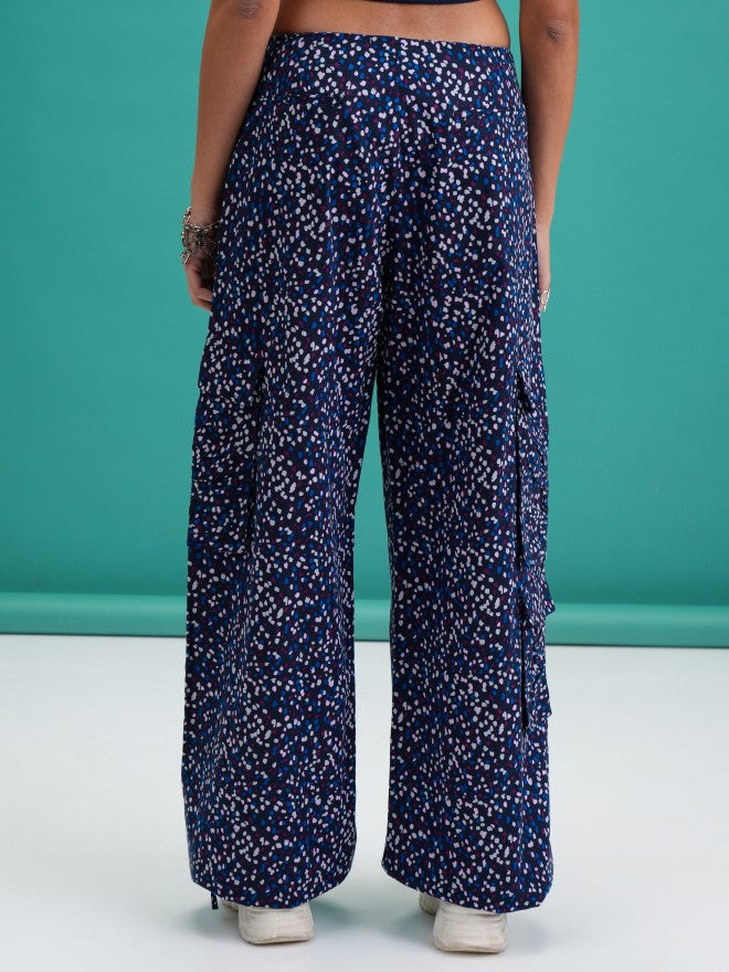 Tokyo Talkies Women Navy Blue Printed Regular Fit Joggers - Navy Blue - Image 3