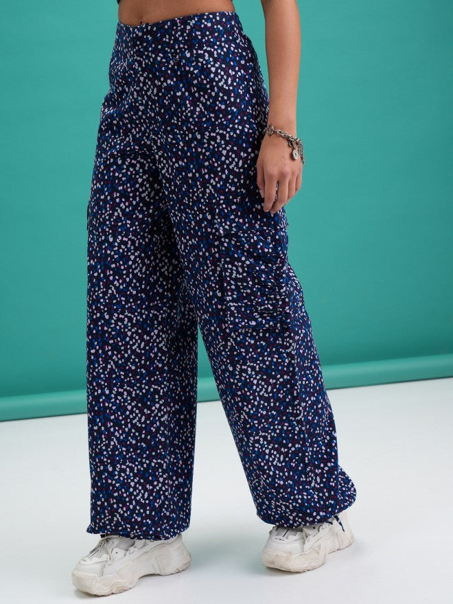 Tokyo Talkies Women Navy Blue Printed Regular Fit Joggers - Navy Blue - Image 4