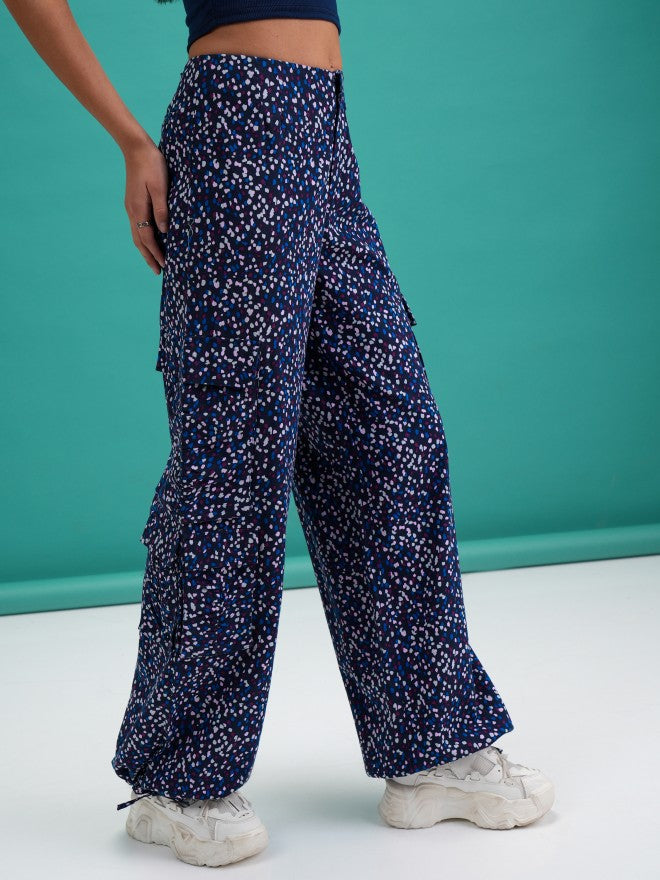 Tokyo Talkies Women Navy Blue Printed Regular Fit Joggers - Navy Blue - Image 6