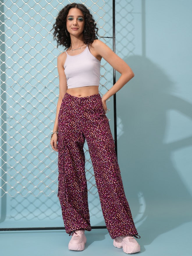 Tokyo Talkies Women Maroon Printed Regular Fit Joggers - Maroon - Image 2