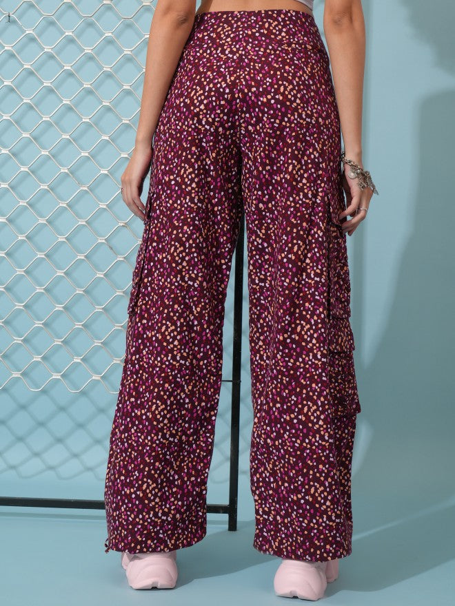 Tokyo Talkies Women Maroon Printed Regular Fit Joggers - Maroon - Image 3