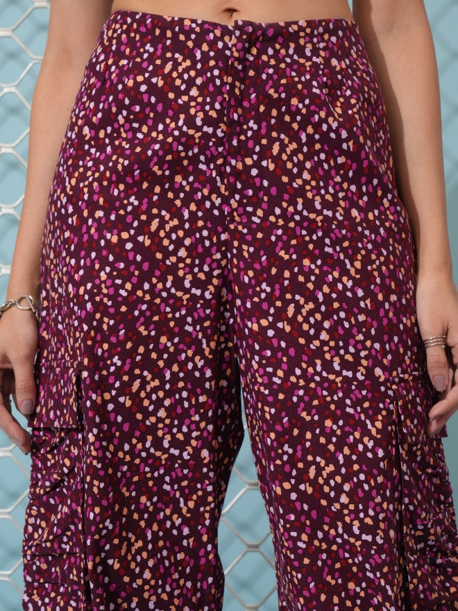 Tokyo Talkies Women Maroon Printed Regular Fit Joggers - Maroon - Image 5