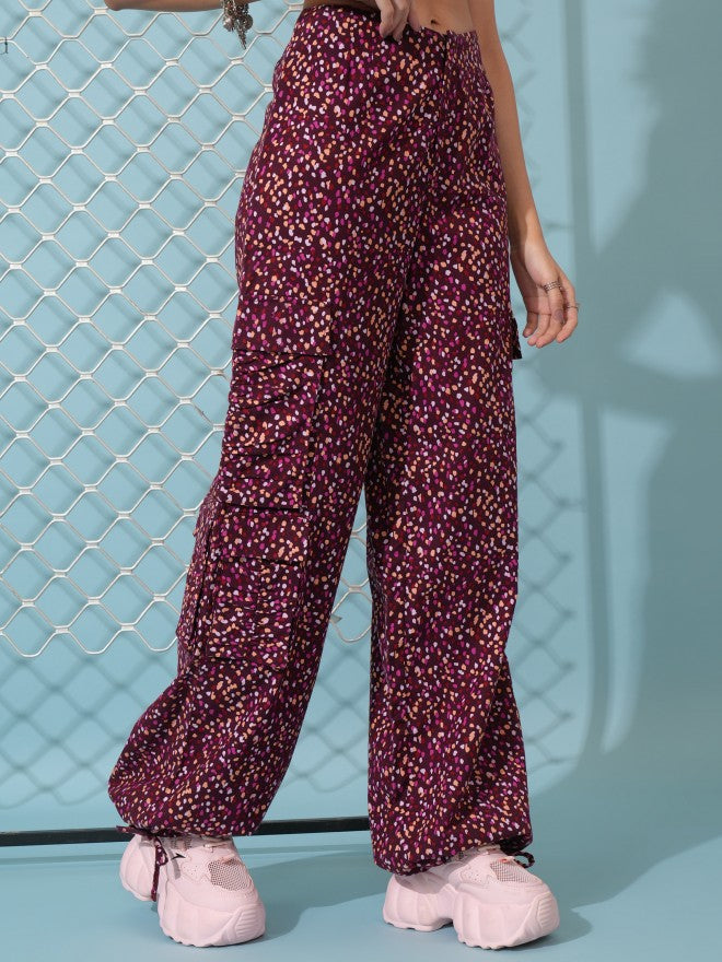 Tokyo Talkies Women Maroon Printed Regular Fit Joggers - Maroon - Image 6