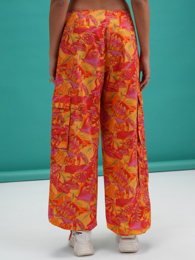 Tokyo Talkies Women Orange Printed Regular Fit Joggers - Orange - Image 3