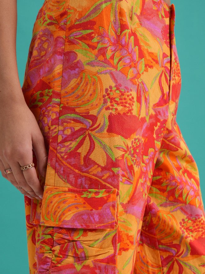 Tokyo Talkies Women Orange Printed Regular Fit Joggers - Orange - Image 5