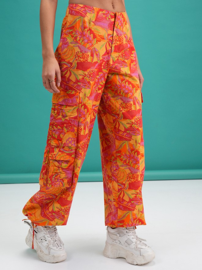 Tokyo Talkies Women Orange Printed Regular Fit Joggers - Orange - Image 6