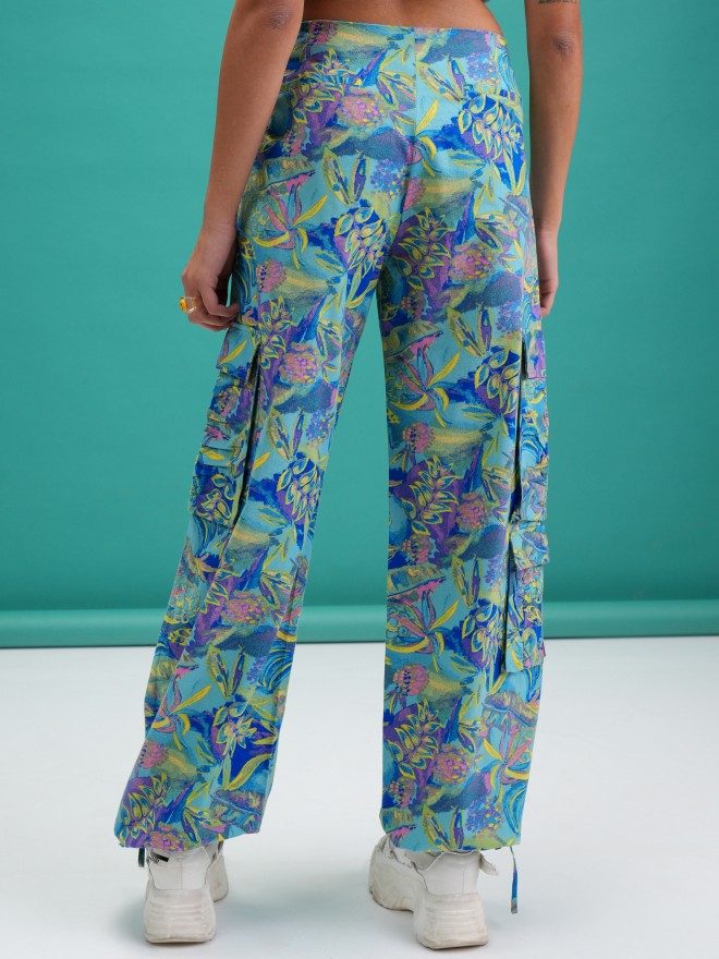 Tokyo Talkies Women Blue Printed Regular Fit Joggers - Blue - Image 3