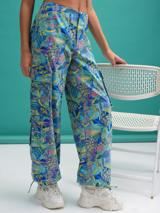 Tokyo Talkies Women Blue Printed Regular Fit Joggers - Blue - Image 6