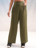 Tokyo Talkies Women Olive Solid Wide Leg Casual Trouser - Olive - Image 1