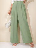 Tokyo Talkies Women Green Regular Solid Wide Leg - Green - Image 1