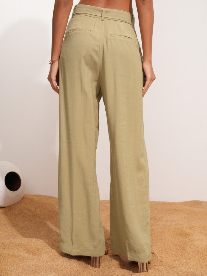 Tokyo Talkies Women Beige Solid Straight Fit Casual Trouser - Beige - Image 3