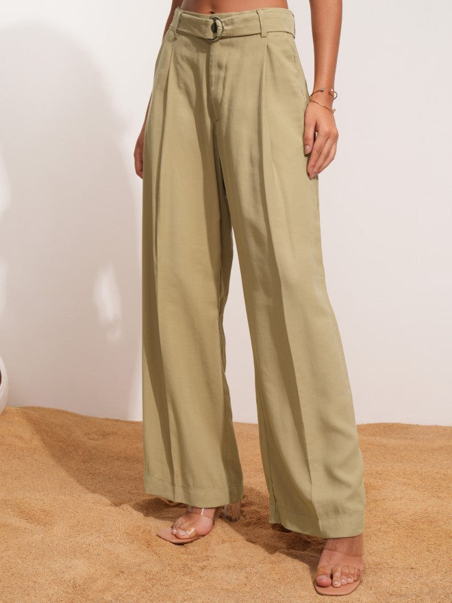 Tokyo Talkies Women Beige Solid Straight Fit Casual Trouser - Beige - Image 4