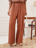 Tokyo Talkies Women Rose Solid Flared Casual Trouser - Rose - Image 1