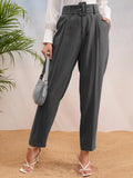 Tokyo Talkies Women Charcoal Solid Straight Fit Casual Trouser - Charcoal - Image 1