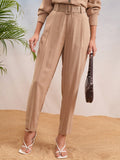 Tokyo Talkies Women Beige Solid Straight Fit Casual Trouser - Beige - Image 1