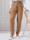 Tokyo Talkies Women Taupe Solid Straight Fit Casual Trouser - Taupe - Image 1