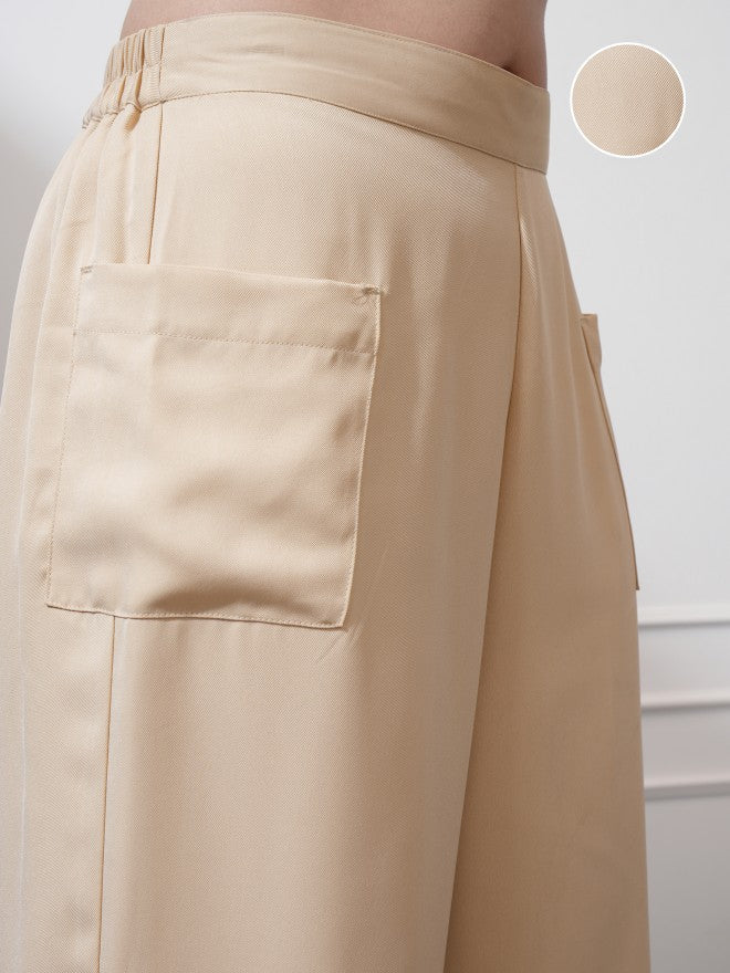 Tokyo Talkies Women Beige Solid Flared Casual Trouser - Beige - Image 5